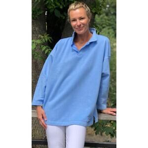 Sloppy Joe Collar 02 Baby Blue Pullover Rugby Sweatshirt Oversized Size 2